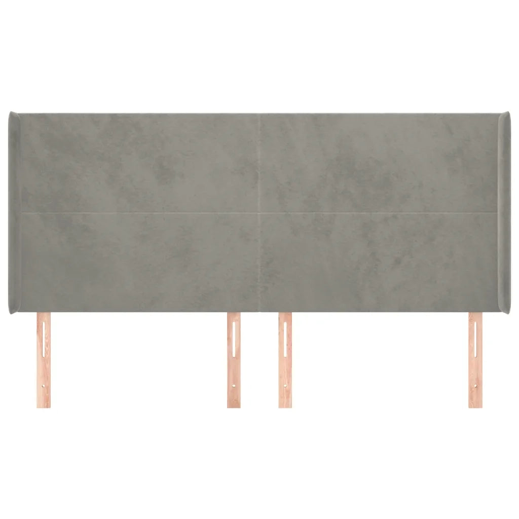 Testiera ad Orecchio-Testata con Orecchie Grigio Chiaro 203x16x118/128 cm in Velluto 694014