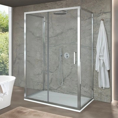 Box doccia 80x140x80 cm con porta scorrevole trasparente H 200 cm Ted