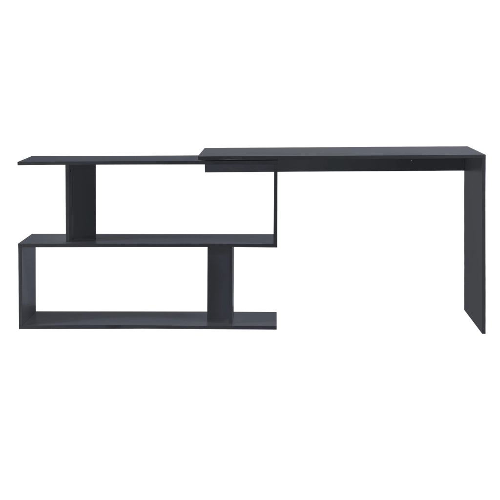 Scrivania Angolare Arendal a L con Scaffale Ruotabile 77x120x50 cm - Grigio Scuro [en.casa]