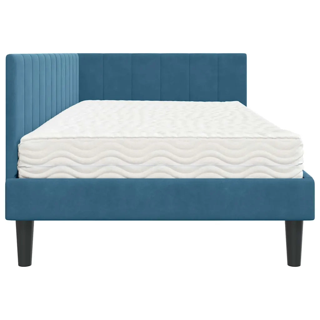 Struttura Letto Angolare con Materasso 2 pcs Blu Velluto 3393897