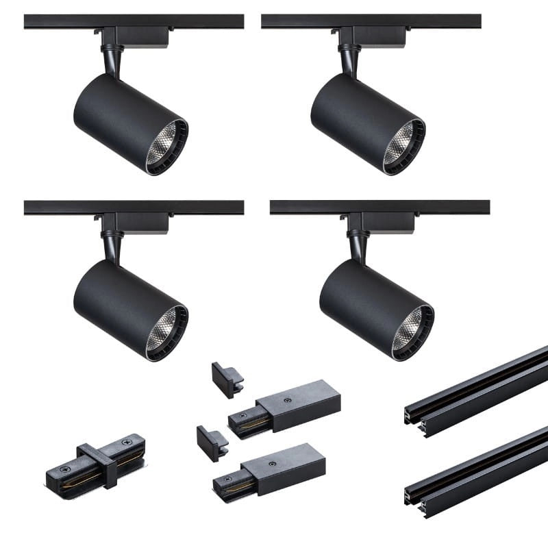 Kit binario X-Line nero 4 faretti LED 15W 2x1m DPM