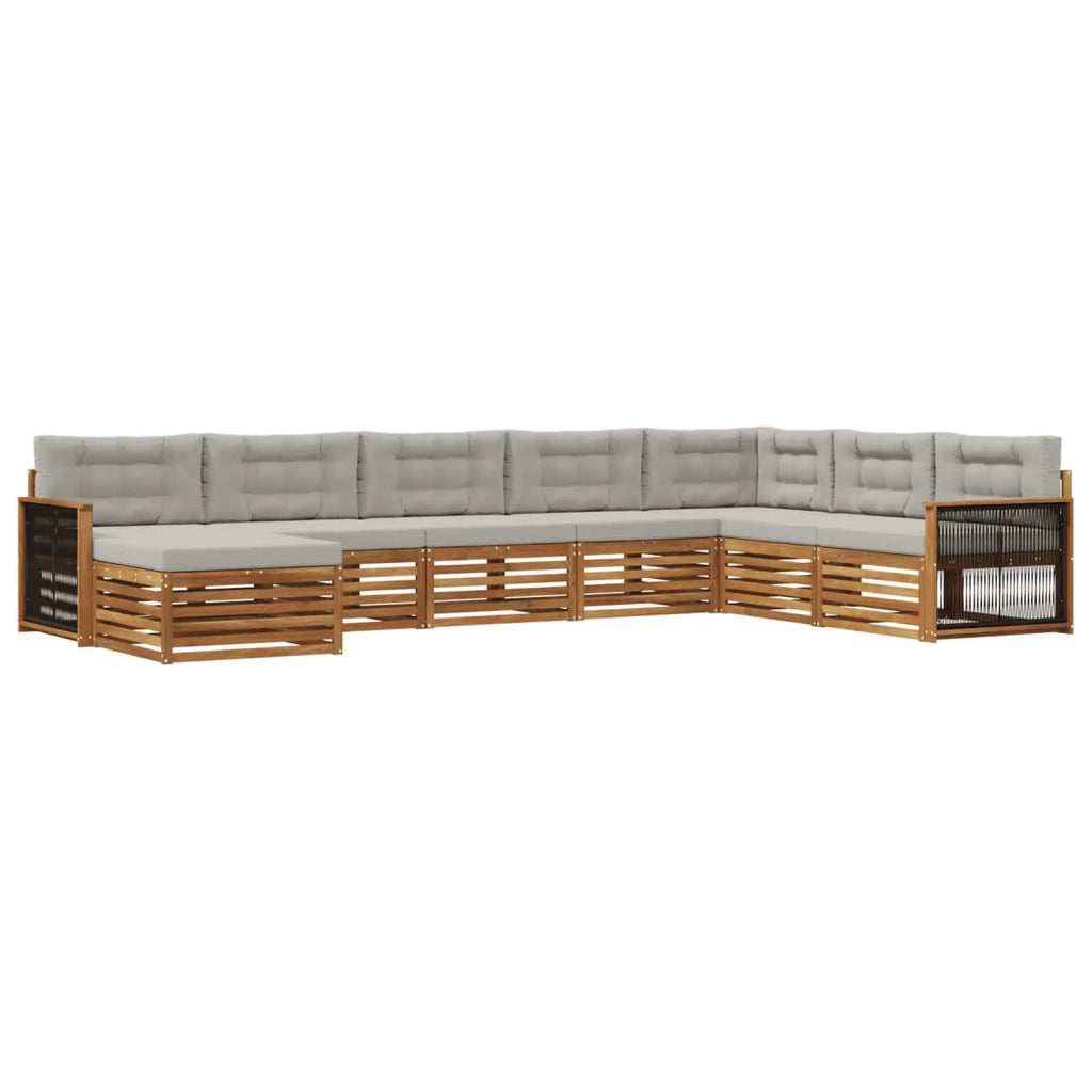 Set di divani da esterno 8 pcs Naturale e Grigio Chiaro 3383714