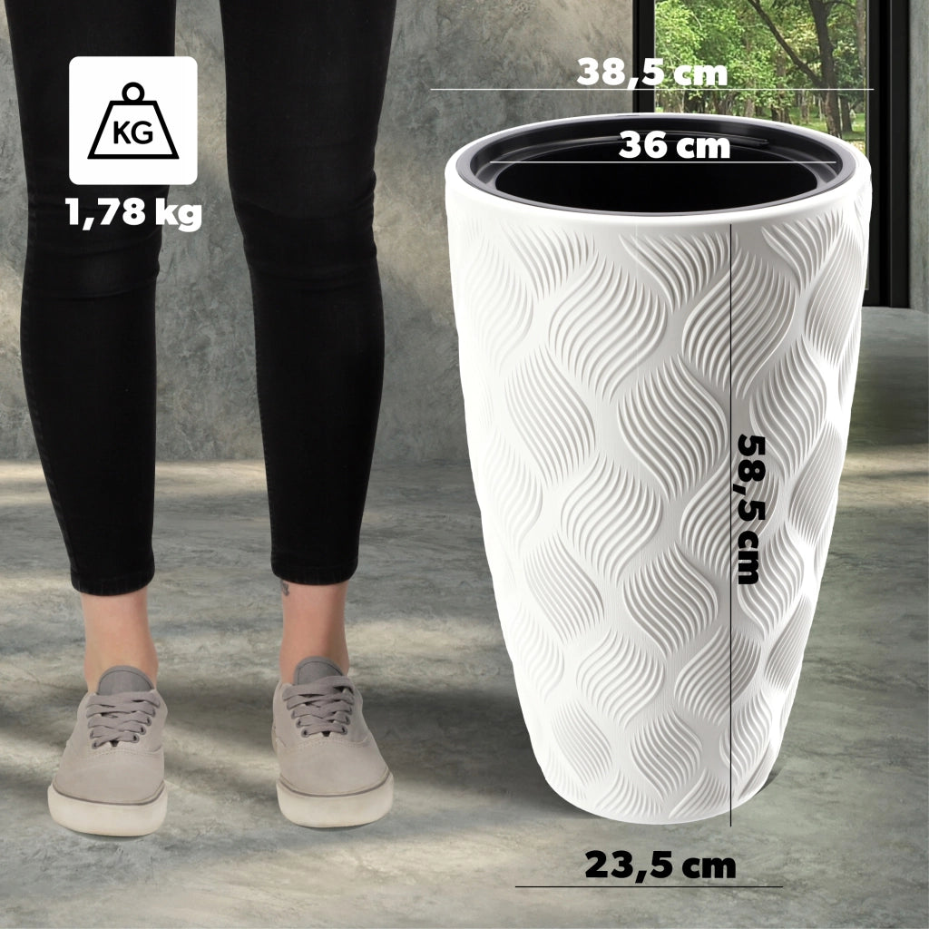 Vaso da fiori KADAX con inserto 58 cm, copertura per vaso da fiori in plastica alta