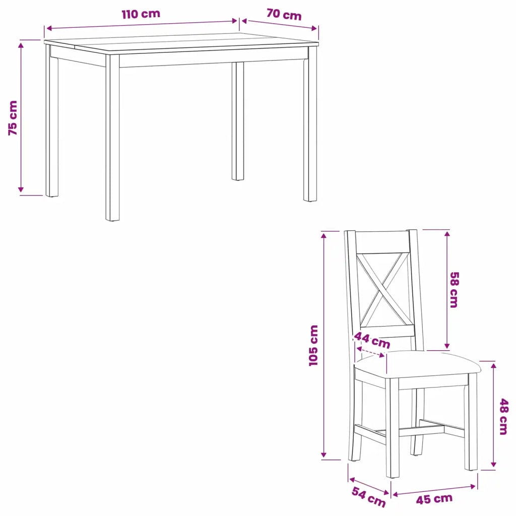 Set da pranzo 7 pz Nero Legno di Quercia Massello 3430270