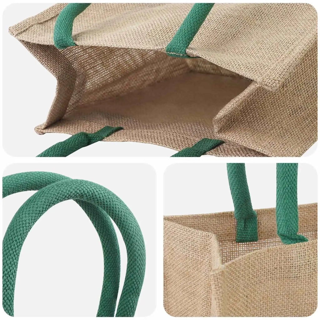 Borse in juta 5 Naturale e Verde 26 x 22 x 14 cm 42012284