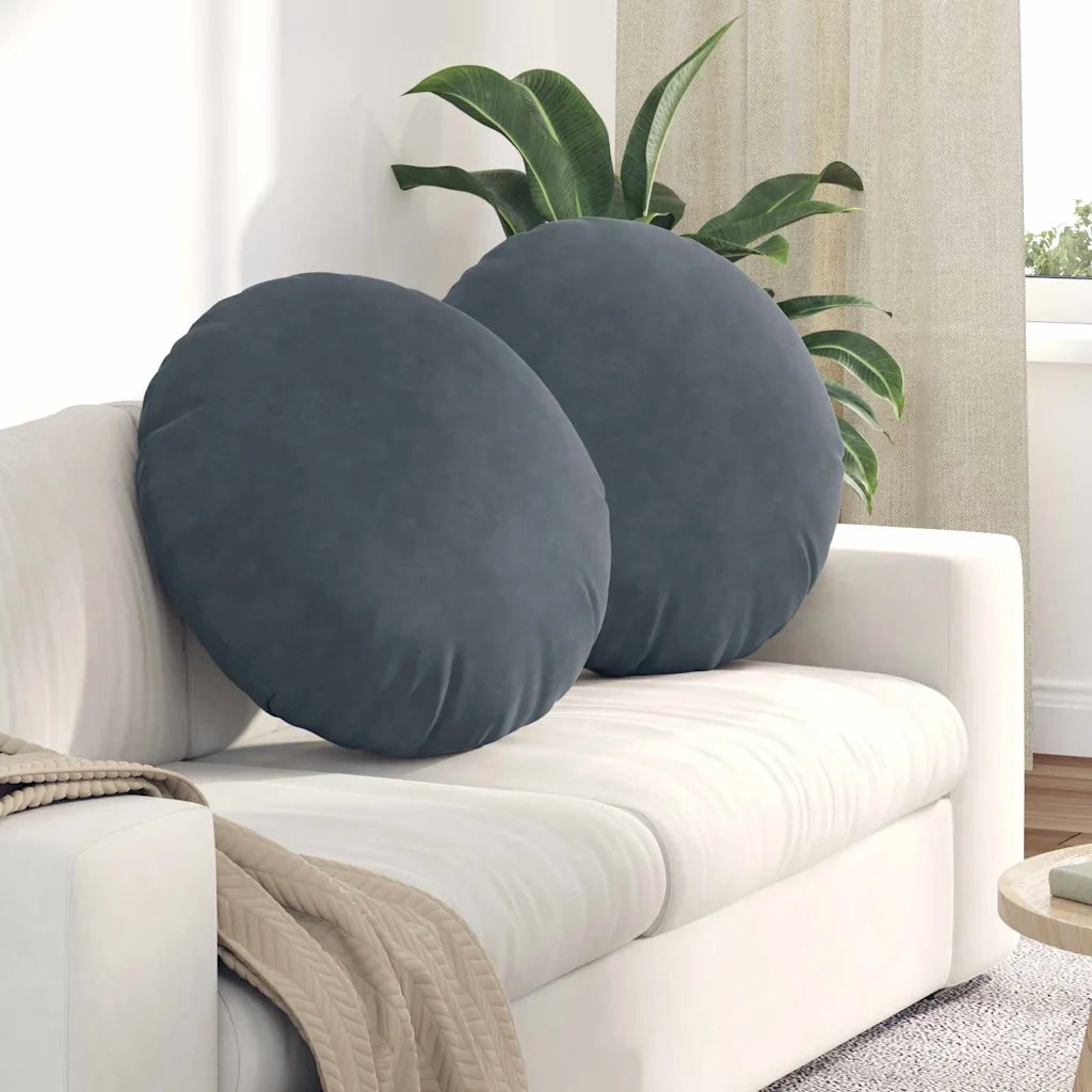Cuscini per Seduta 2 pcs Grigio scuro Ø 40 x 13 cm Velluto 42014249