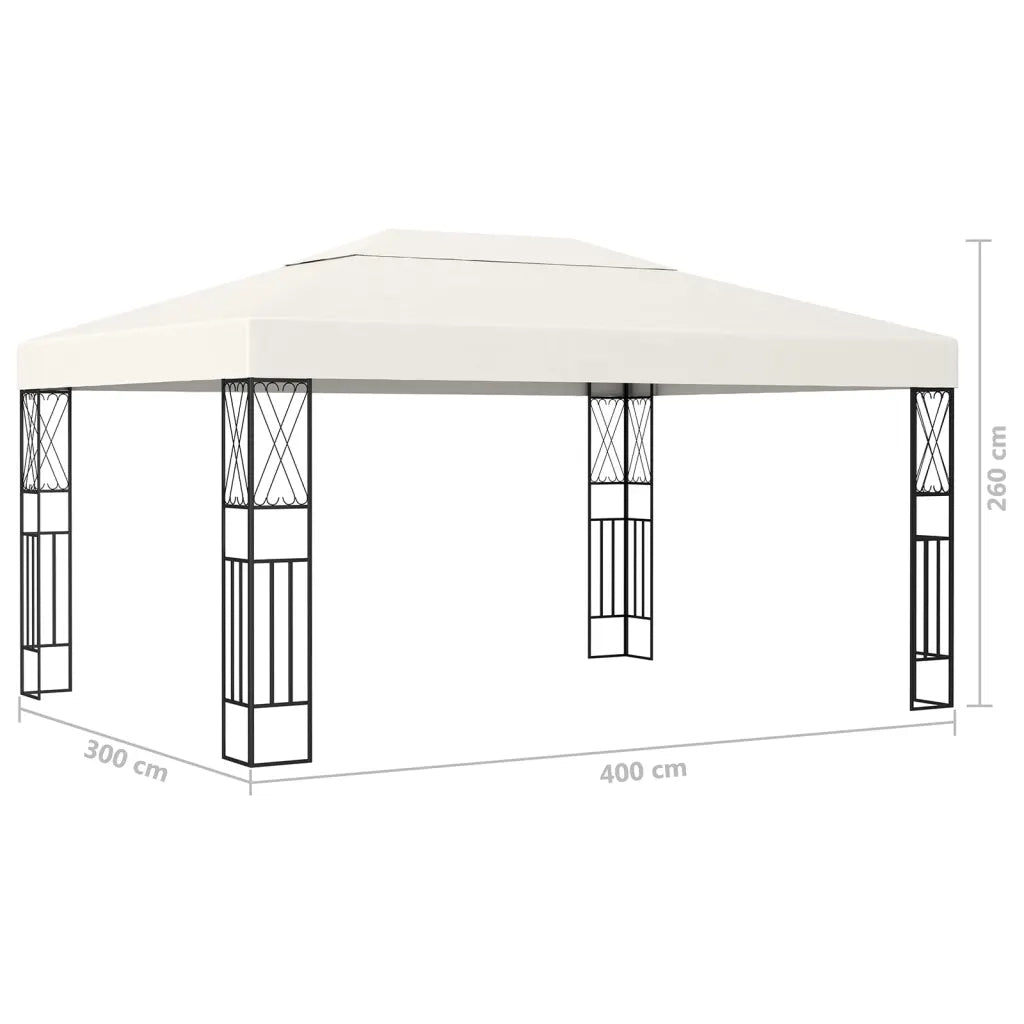 Gazebo | Pergolato con Stringa di Luci LED 3x4 m in Tessuto Crema