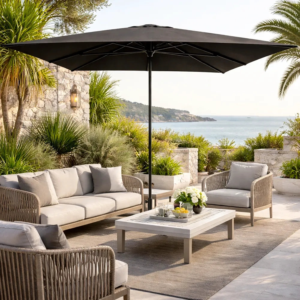 Tempo Style - Ombrellone 3×3 per esterni Parioli Plus – Nero