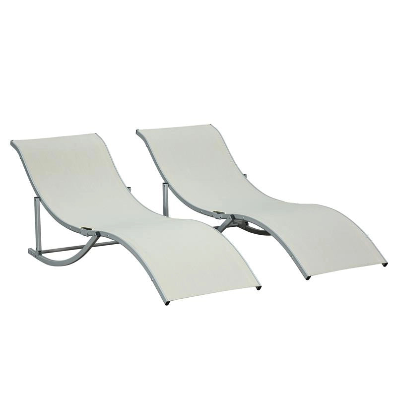 SET 2 SDRAIO DA GIARDINO PIEGHEVOLI 61 X 165 X 63 CM COLORE BEIGE