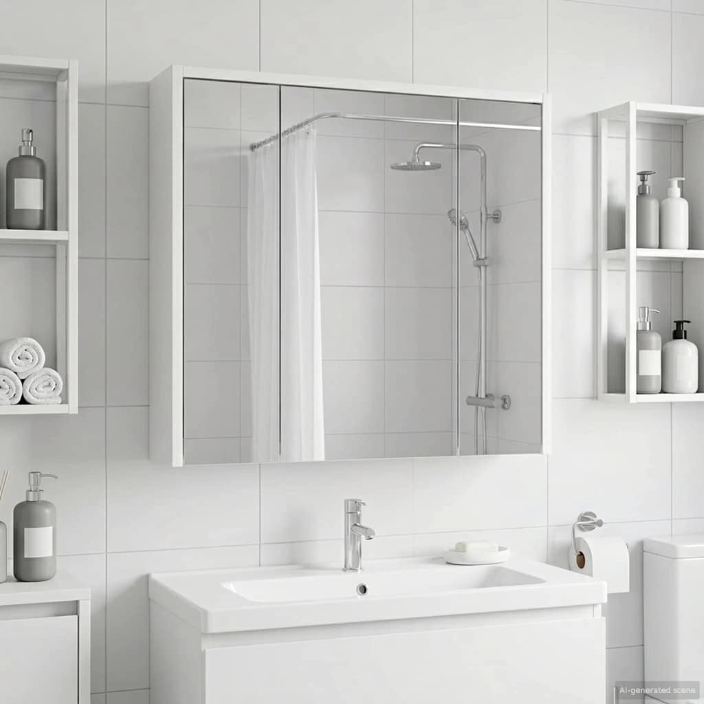 Mobiletto per specchio da bagno Bianco 63,5 x 16 x 62,5 cm 889151