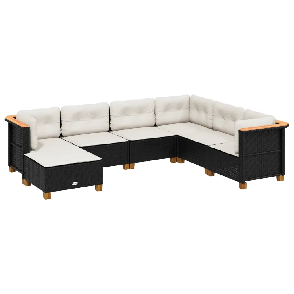 Set Divani da Giardino con Cuscini 7pz Nero Polyrattan 3261935