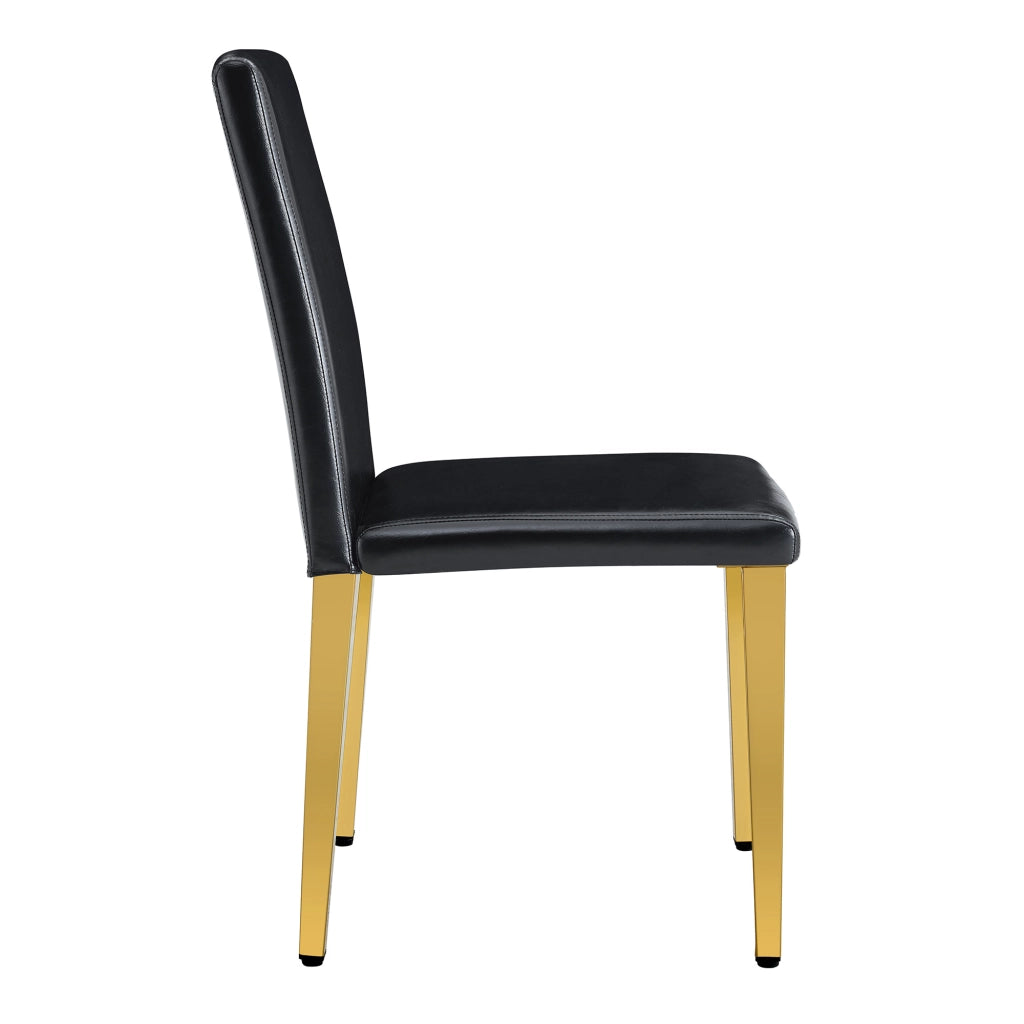 Set 2 Sedie da Pranzo ¨C MINIMAL ¨C Ecopelle Nera, Gambe Metalliche Oro, Design Moderno