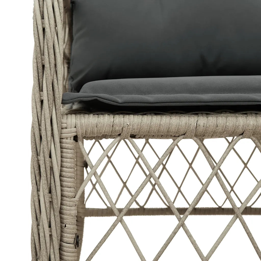 Set Pranzo da Giardino 9pz con Cuscini Grigio Chiaro Polyrattan