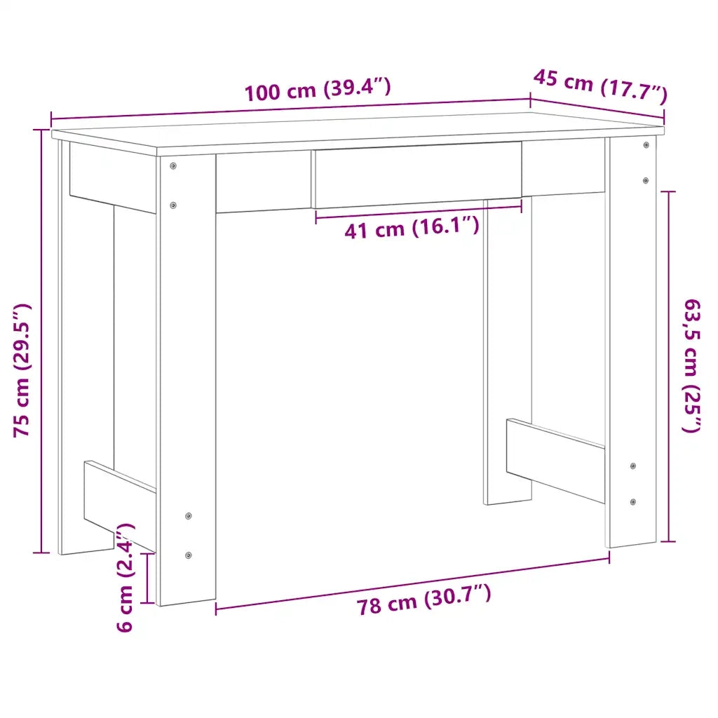 Scrivania Nera 100x45x75 cm in Legno Multistrato 860428