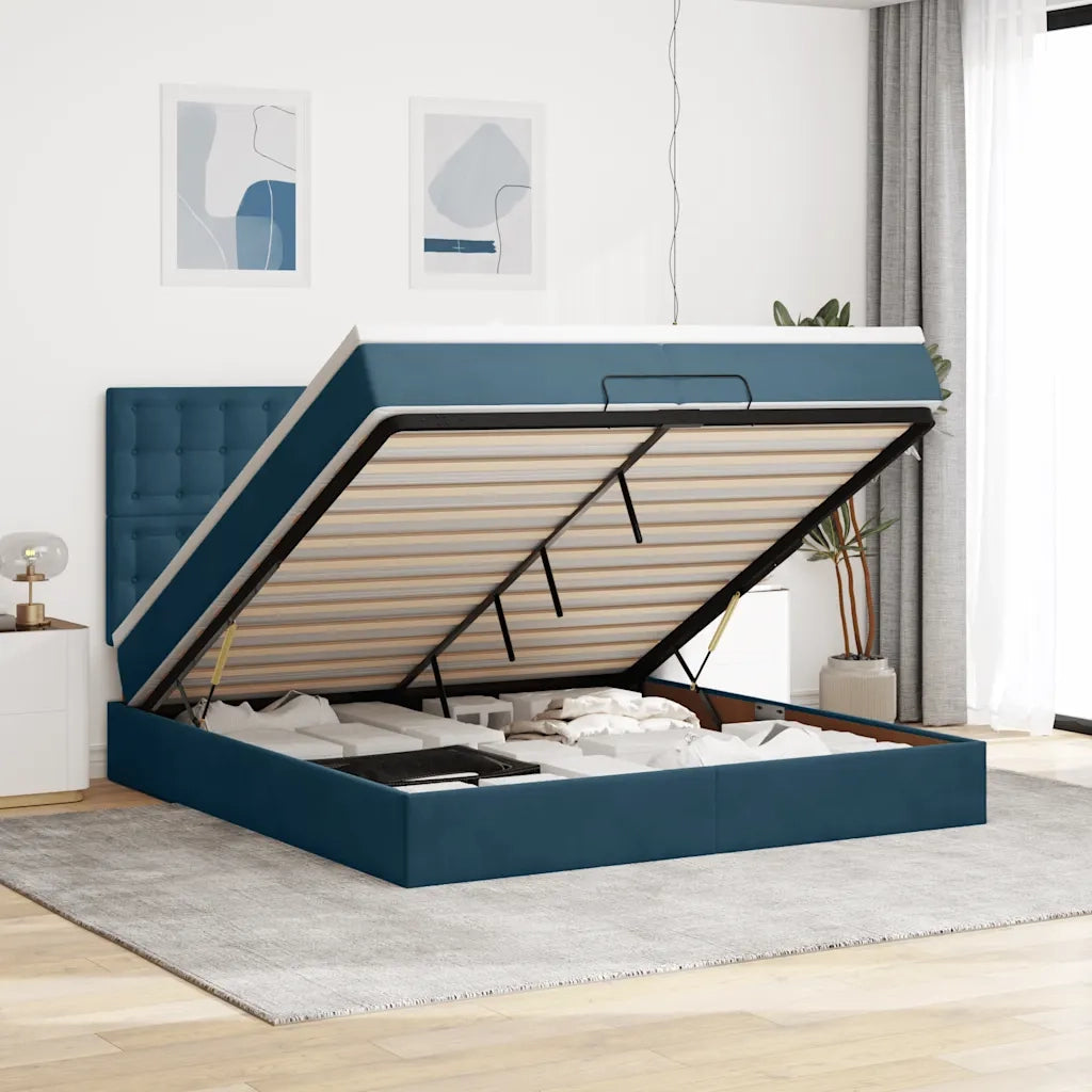 Struttura Letto Pouf con Materassi 160x200 cm Velluto 3313629