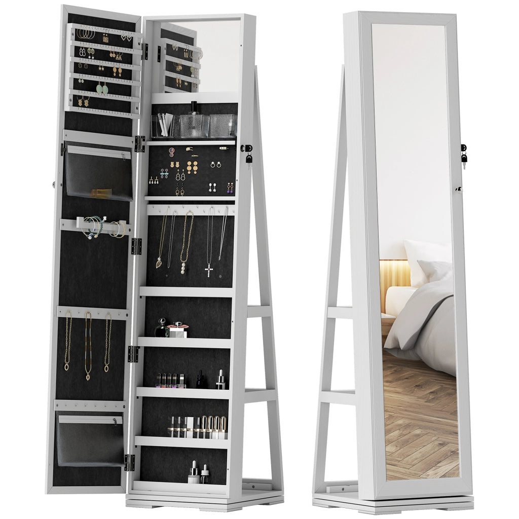 Armadio per gioielli con specchio ¨C Minimal ¨C in legno bianco