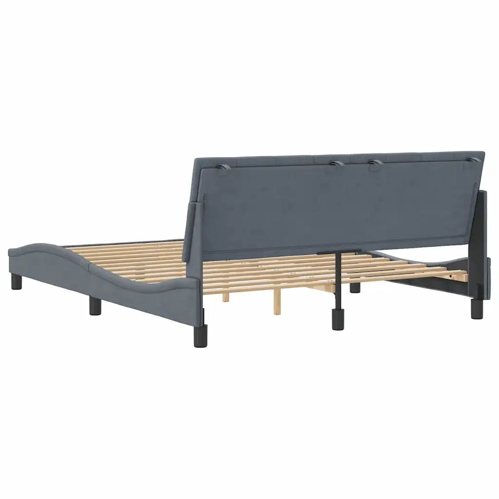 Letto matrimoniale | Letto per adulti | Giroletto senza Materasso Hanko Grigio Scuro 160x200 cm Velluto