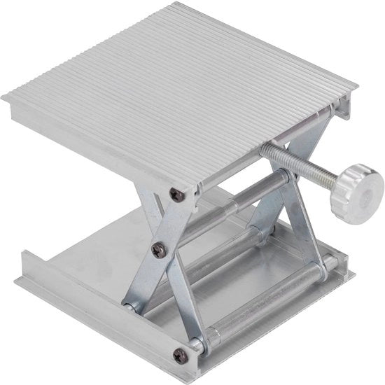 Piattaforma Elevatore Laboratorio con Regolazione di Altezza - Elevatore a Manovella - Capacità di Sollevamento 30 kg - Lega di Alluminio - Elevatore Manuale