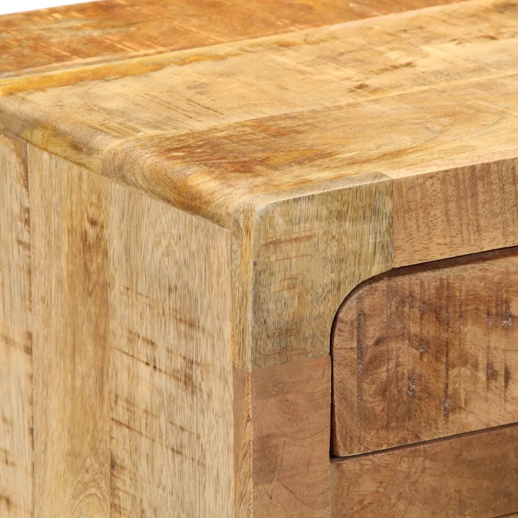Comodino | Armadio da Notte | Mobiletto da notte 37x32x50 cm in Legno Massello di Mango Grezzo