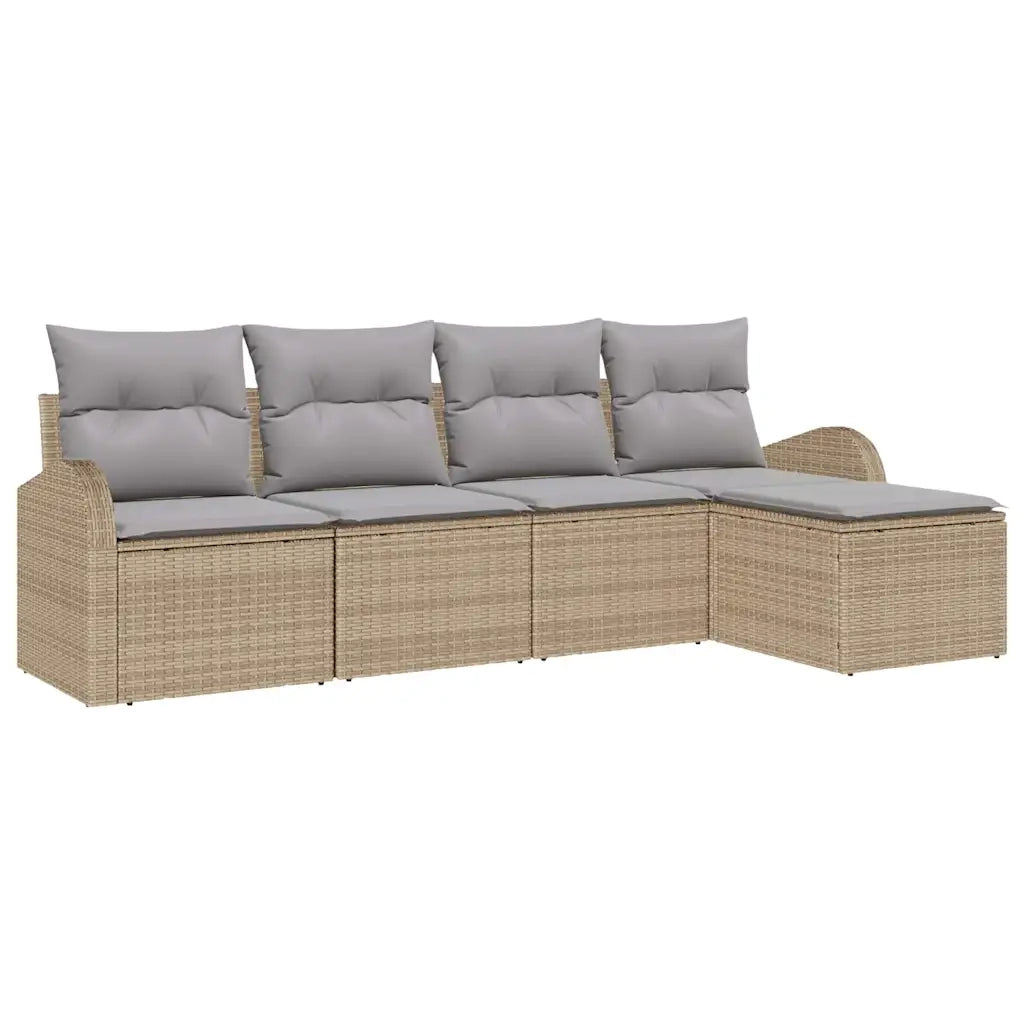 Set Divano da Giardino 5 pcs Beige polyrattan 3346000