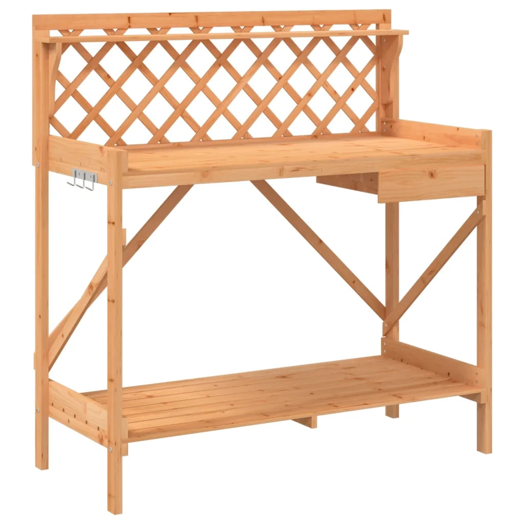 Panca Porta Vasi con Traliccio Marrone Legno Massello di Abete CFW4227263