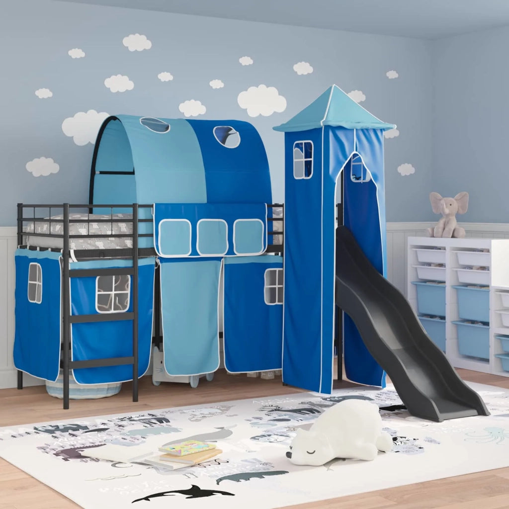 Struttura del letto loft per bambini Nero e Blu 99,5 x 190 cm