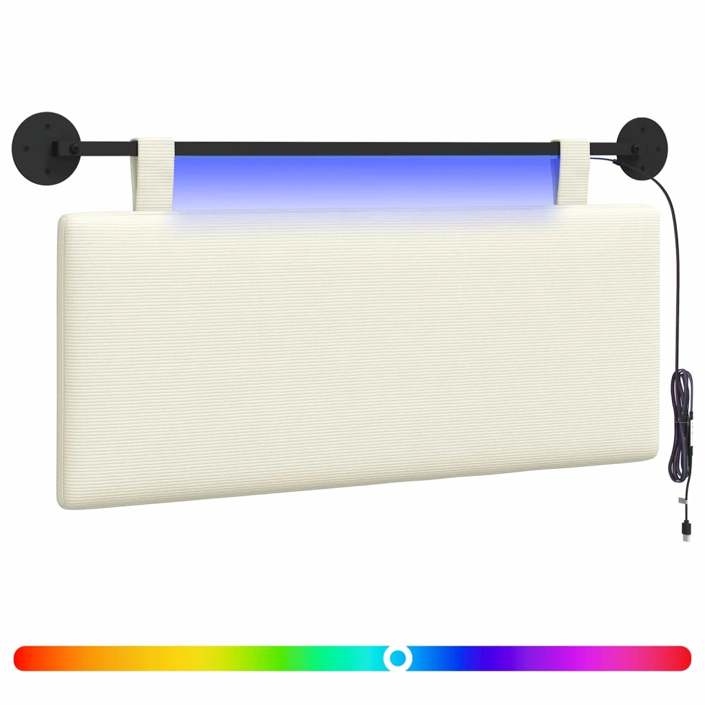 Testiera | Testata sospesa Con luce LED Crema Tessuto in Cords