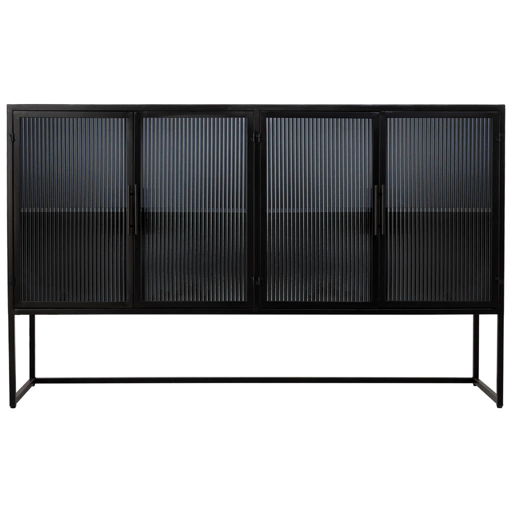 Credenza in metallo nero a 4 ante 150x38,5x90,5h cm