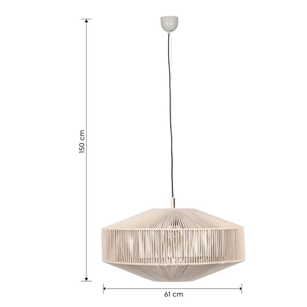 Lampada a sospensione boho beige cotone 61cm E27 Trio