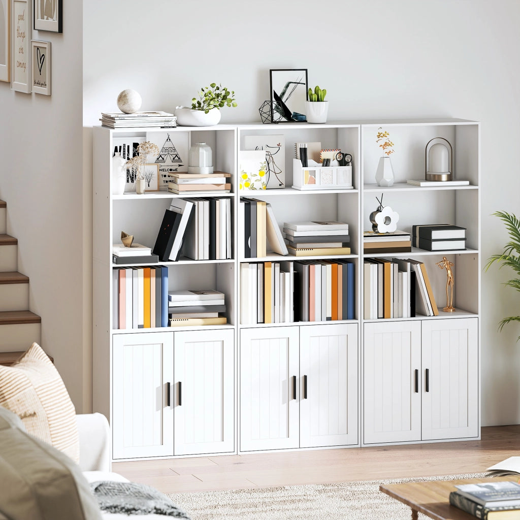 Libreria con ripiani aperti e armadietto 2 ante ¨C Minimal ¨C Bianco 60x30x145.5 cm