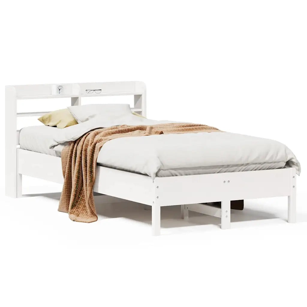 Letto senza Materasso-Struttura Letto Bianco 75x190 in Legno Massello di Pino 449518