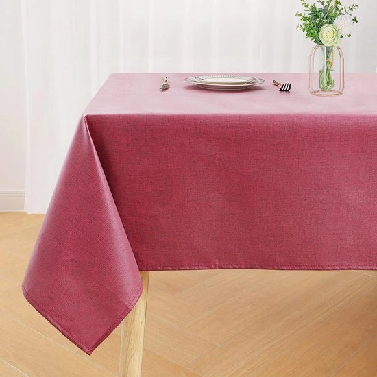 Tavolo in Lino Telaio Quadrato 140 x 240 cm Telaio in Lino Telaio Acquastatico Telaio in Lino Telaio in Lino con Protezione da Macchie, Rosso Vino