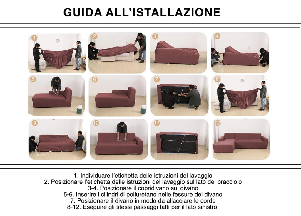 Copridivano Antimacchia Elasticizzato Divano Penisola Angolare Componibile Fantasy - 2 Posti - Panna