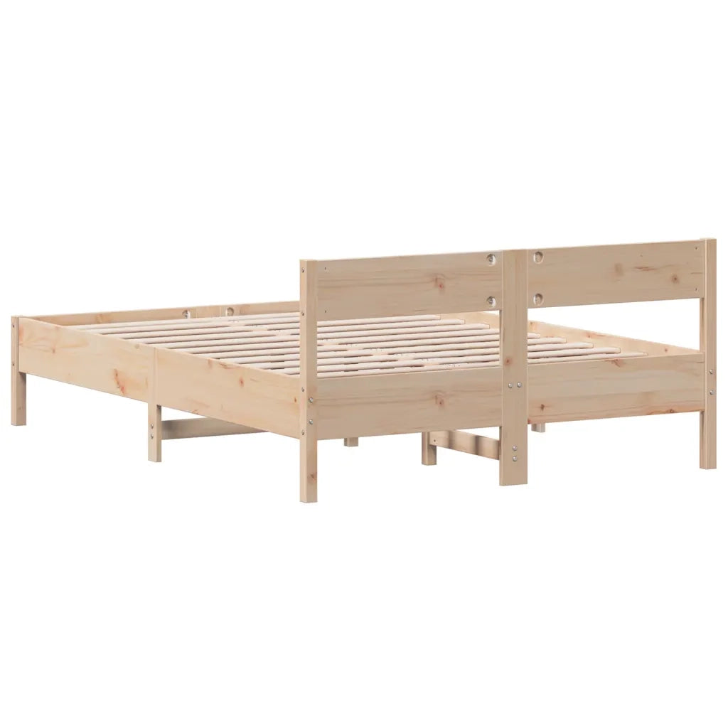 Letto matrimoniale | Letto per adulti | Letto senza Materasso 140x200 cm in Legno Massello di Pino