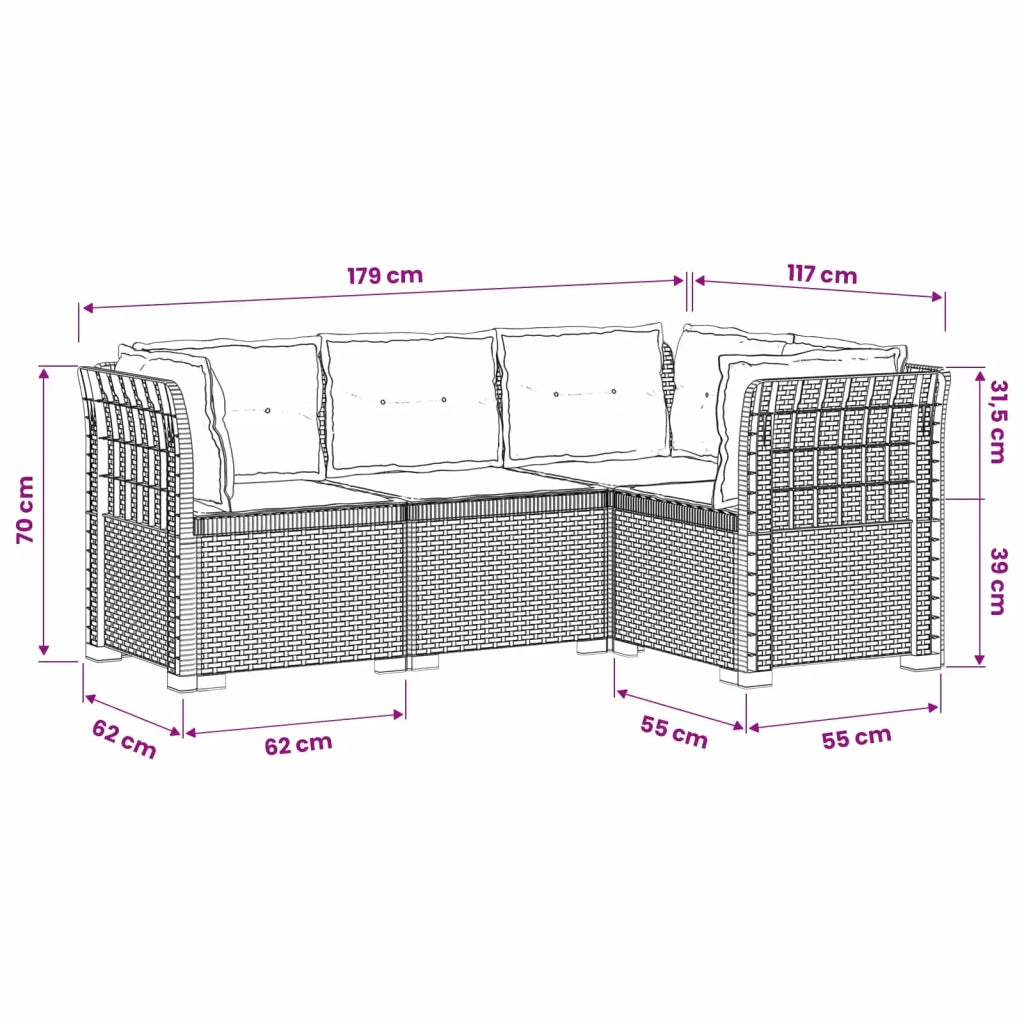 Divano da Giardino 4 Posti con Cuscini Aspetto Rattan PP Bianco 3443986