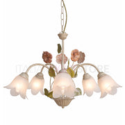 SPRING Lampadario in Ferro Decorato a 5 Luci Stile Floreale