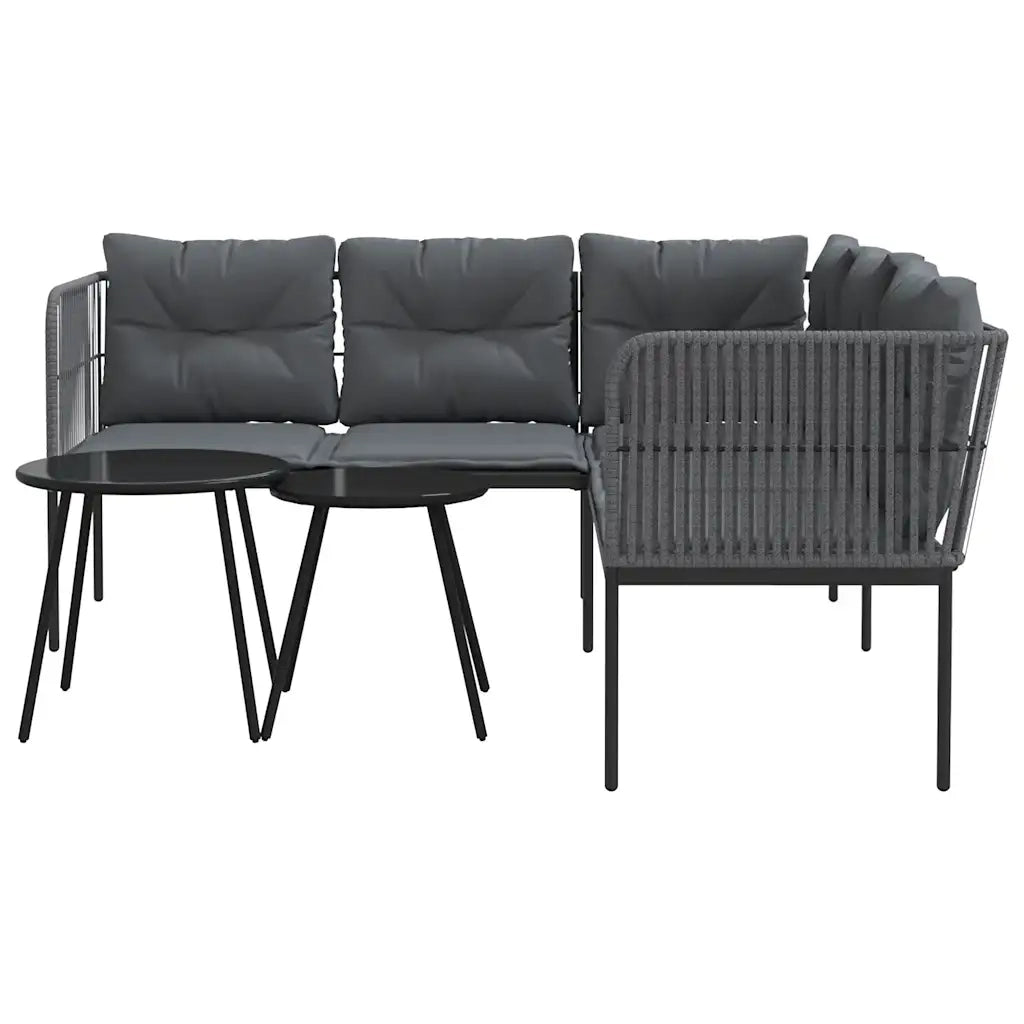 Set Divano da Giardino con Cuscini Nero Acciaio e Textilene 3283742