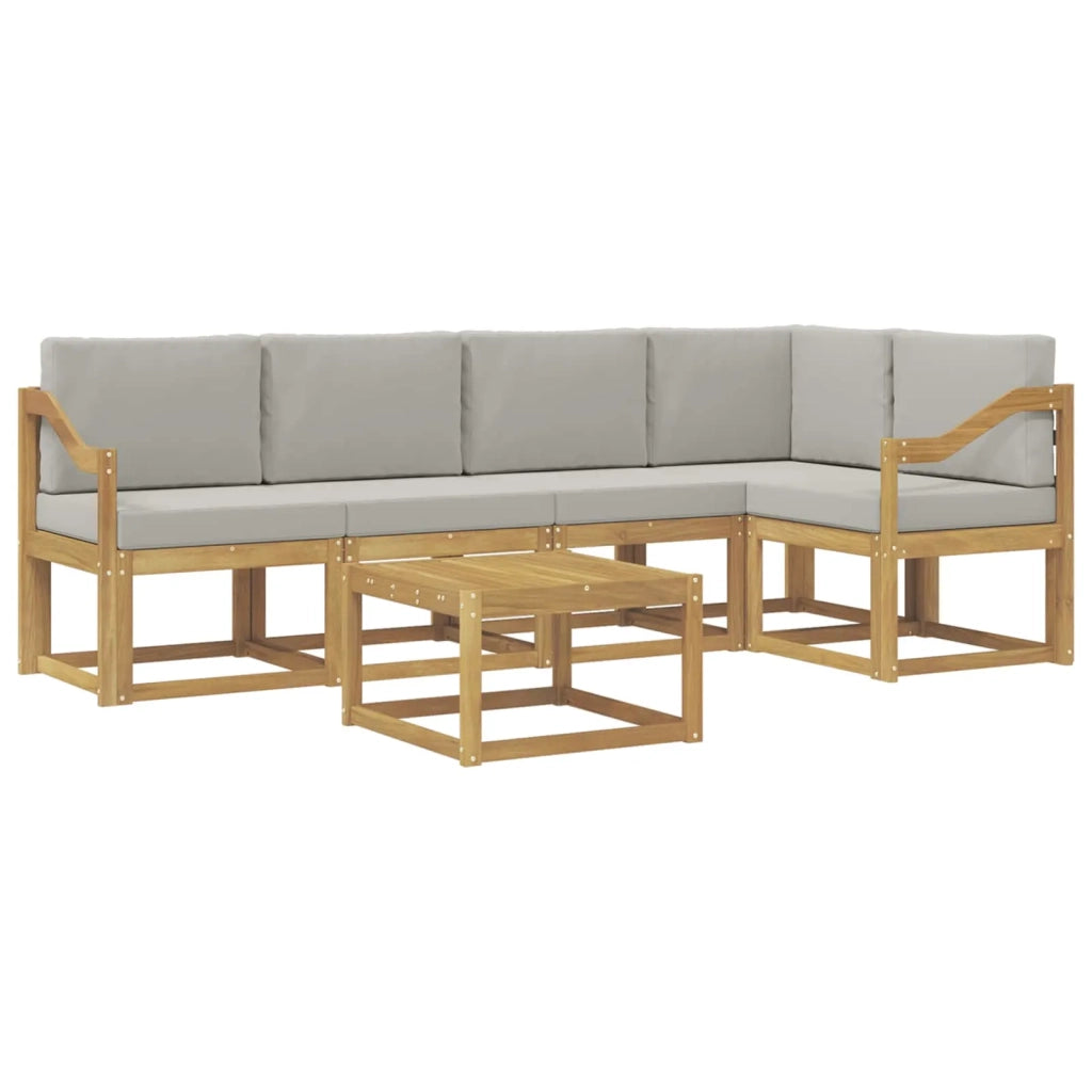 Set di divani da esterno 6 pz Bianco e Grigio Chiaro 3387680
