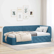 Cornice del letto ad angolo Blu 100 x 200 cm Velluto 42016542