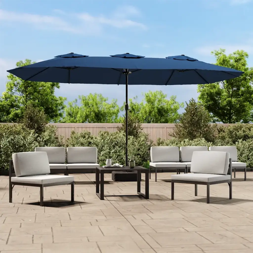 Ombrellone a Doppia Testa con LED Azzurro 449x265 cm 362960