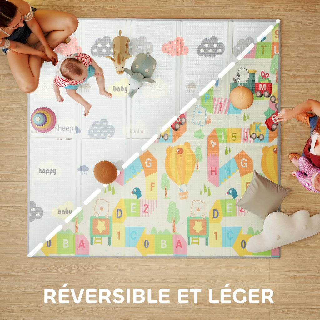 Tappeto gioco bambini pieghevole reversibile ¨C Xylo ¨C schiuma 200x180x1,5cm multicolore