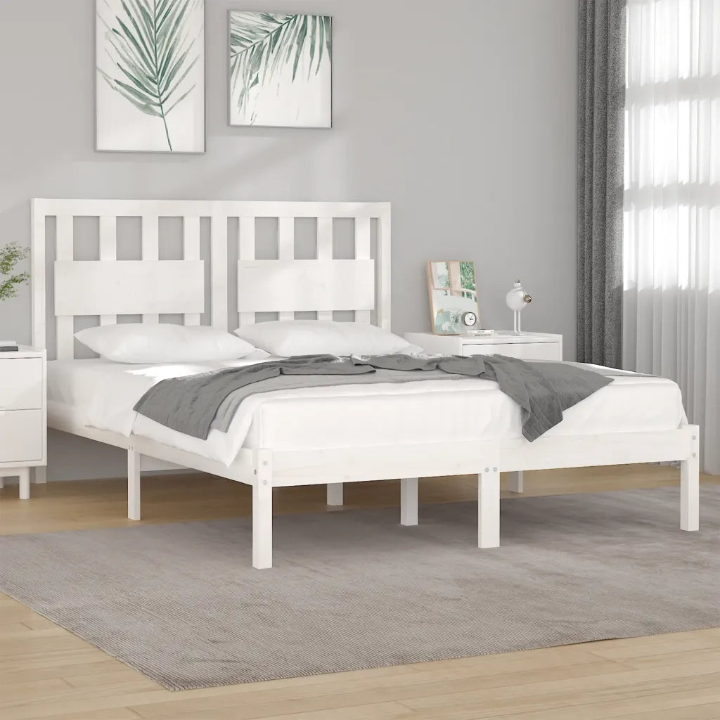 Giroletto-Struttura Letto Bianco in Legno Massello di Pino 120x200 cm 963834