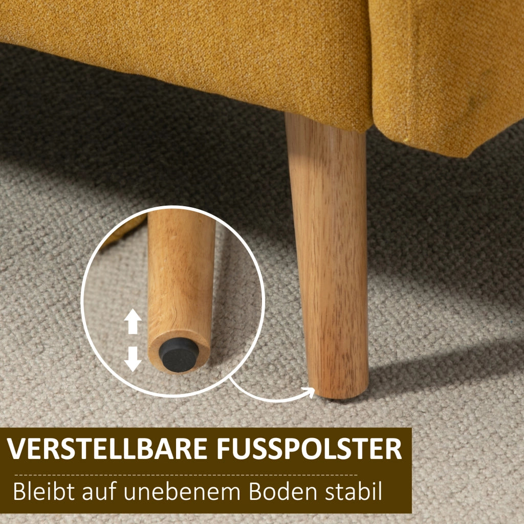 Divano 2 posti con cuscini ¨C Minimal ¨C Tessuto giallo 130x70x80 cm