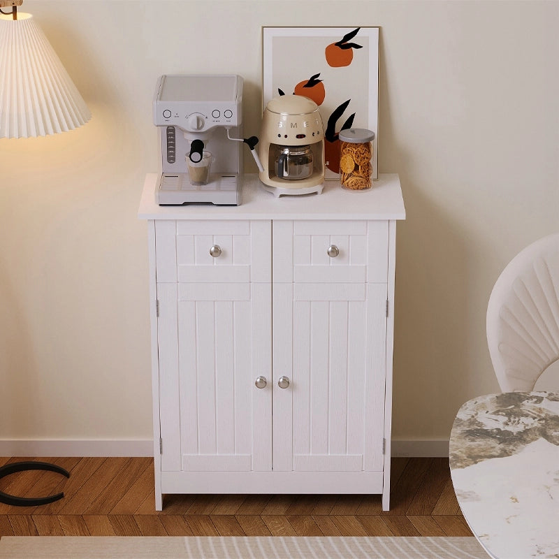 Mobiletto da bagno con cassetti e 2 ante, stile loft scandinavo, bianco
