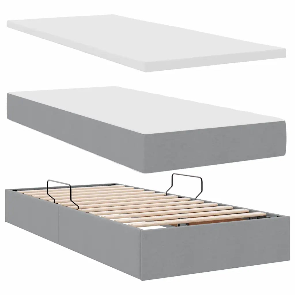 Letto con contenitore e materasso Grigio chiaro 100 x 200 cm 3370614