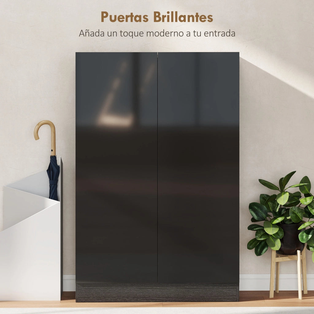 Scarpiera con ante e ripiani regolabili ¨C Minimal ¨C Nero brillo 80x30x100