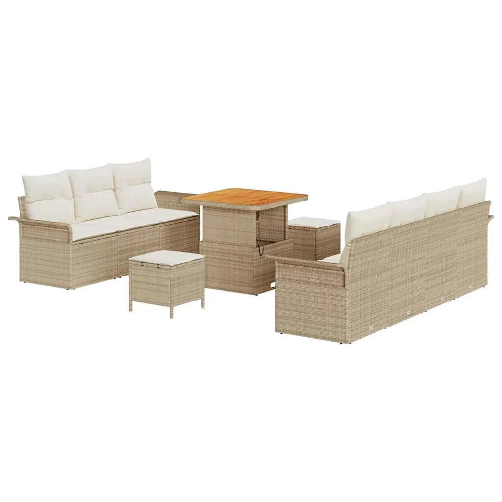 Set Divano da Giardino con cuscino 10 pcs Beige polyrattan 3362096