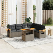 Set Divani da Giardino 7 pz con Cuscini Grigio in Polyrattan