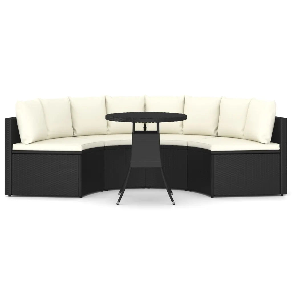 Set Divani da Giardino 5 pz con Cuscini in Polyrattan Nero