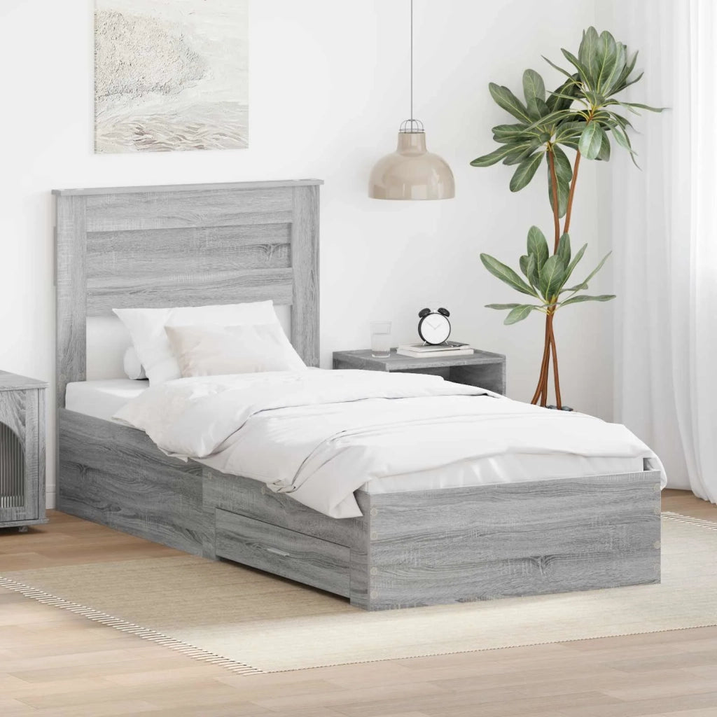 Struttura del letto Grigio Sonoma 90 x 200 cm Legno multistrato 3410040